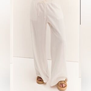 H&M White Linen Pull on Pants